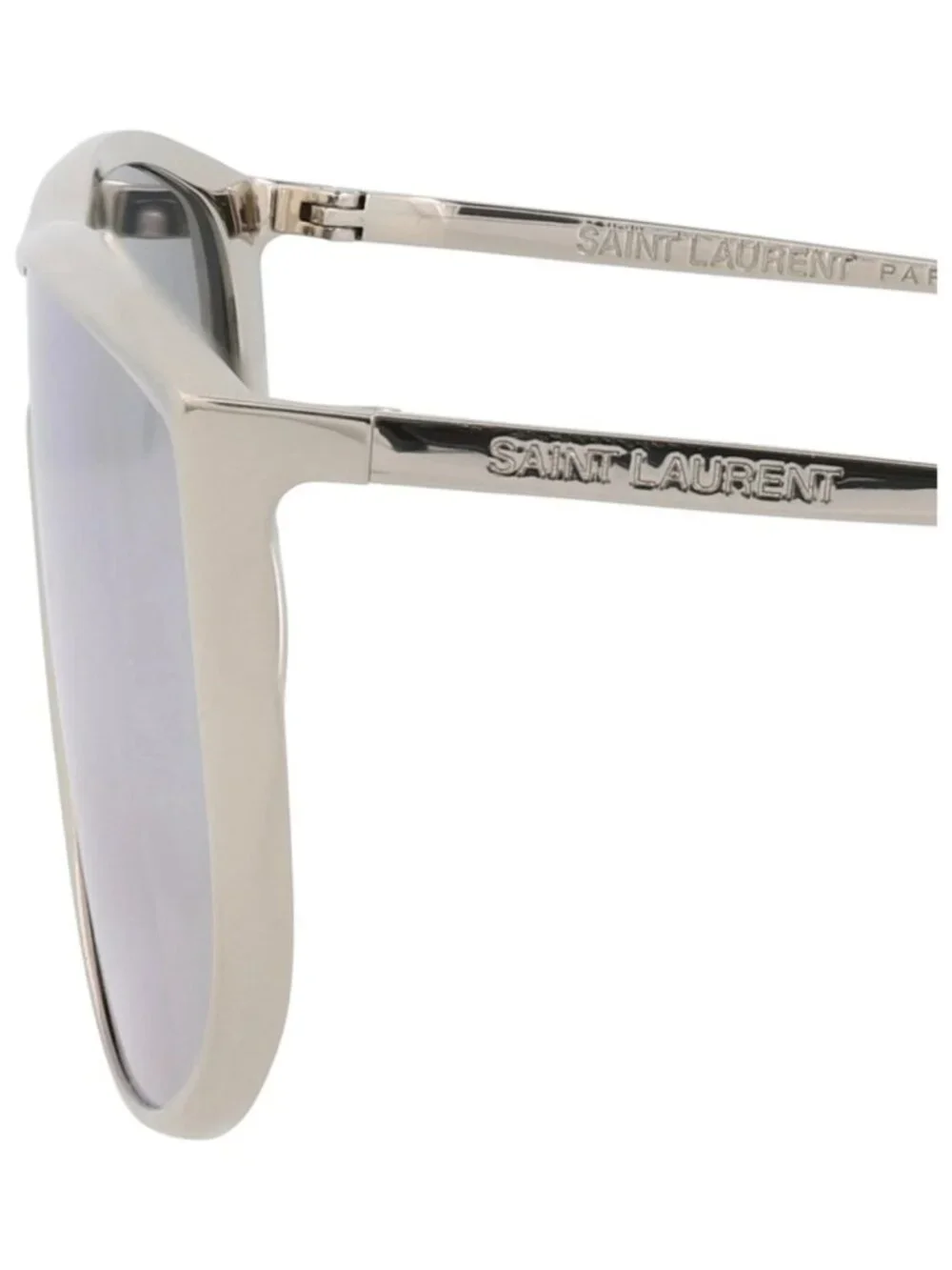 New Saint Laurent Women's Sunglasses Shield Wrap Metal Frame Unisex Silver